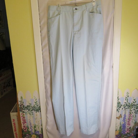 Vintage Riders by Lee 99% cotton Stretch Pinstripe Light Blue Pants Size 14L - Picture 1 of 10